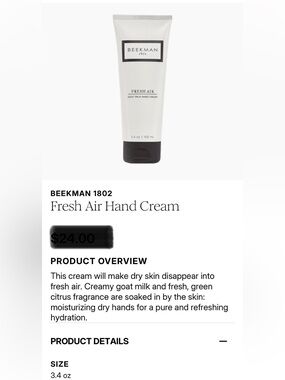 Beekman 1802 Fresh Air Hand Cream - White and Black